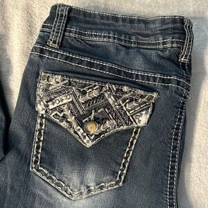 Women's Blue Jeans with Embroidered Pocket